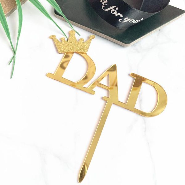 

new "super papa" acrylic cake er gold black crown father cupcake er for father's day dad birthday party cake decorations