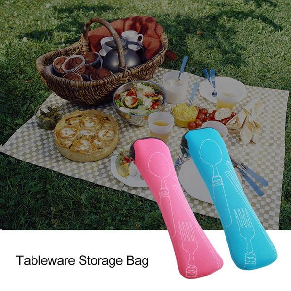 

portable picnic tableware bag 14 colors outdoor tableware storage box environmental dinnerware fork spoon bag canteen h bbymqq