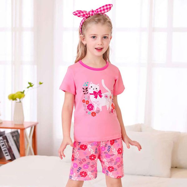 

cotton ice porcelain new girls' summer short sve suit children's girl's baby's home cloth pajamas, Blue;red