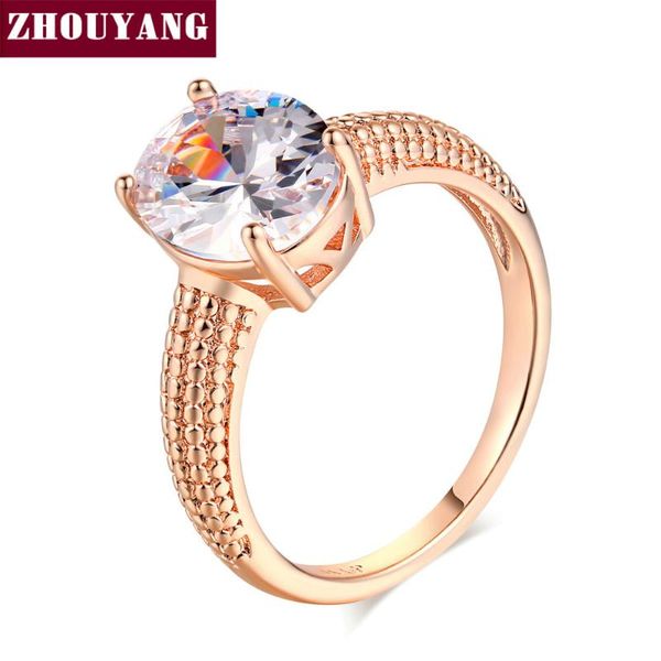 

four claw oval cubic zirconia rose gold color wedding ring for women girl zyr427 zyr428, Golden;silver