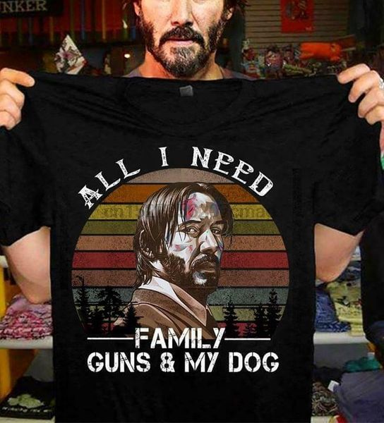 

john wick all i need family guns &amp my dog vintage men t-shirt cotton s-6xl sport hooded sweatshirt hoodie