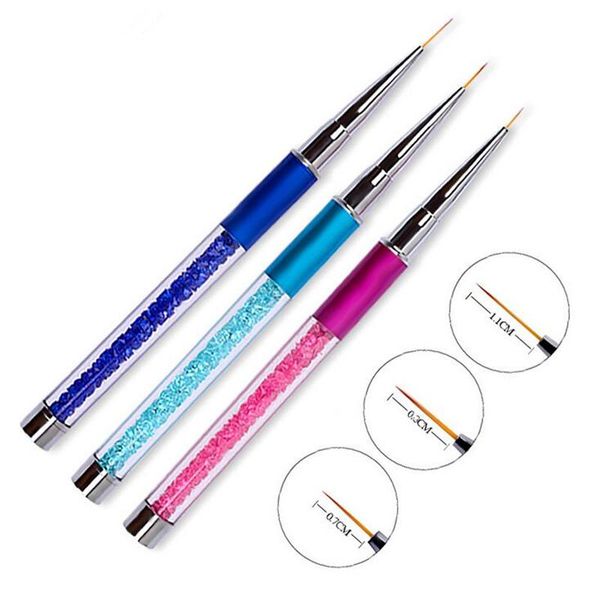 

nail brushes art brush painting flower drawing lines liner pen crystal rhinestone metal acrylic uv gel polish tip tool manicure 7/9/11mm, Yellow