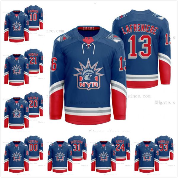 

13 alexis lafreniere new york rangers 2021 classic edition liberty royal jersey artemi panarin kaapo kakko pavel buchnevich mika zibanejad, Black;red
