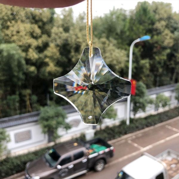 

60mm faceted crystal prisms spacer chandelier crystals 2 holes clear suncatcher lamp parts beads diy hanging ornament pendant h jllubt