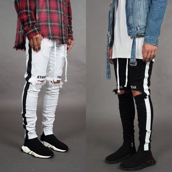 

fashion stylist skinny men straight slim elastic jeans mens casual biker male stretch denim trouser classic pants