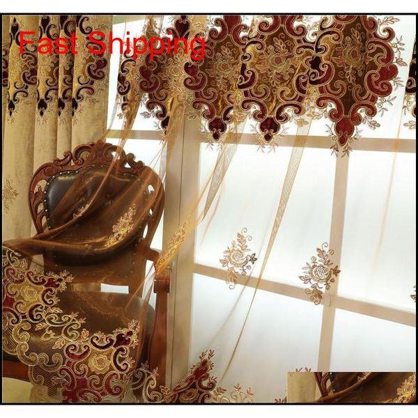 

european and american custom luxury villas elegant fresh living room curtains embroide qylnha packing2010