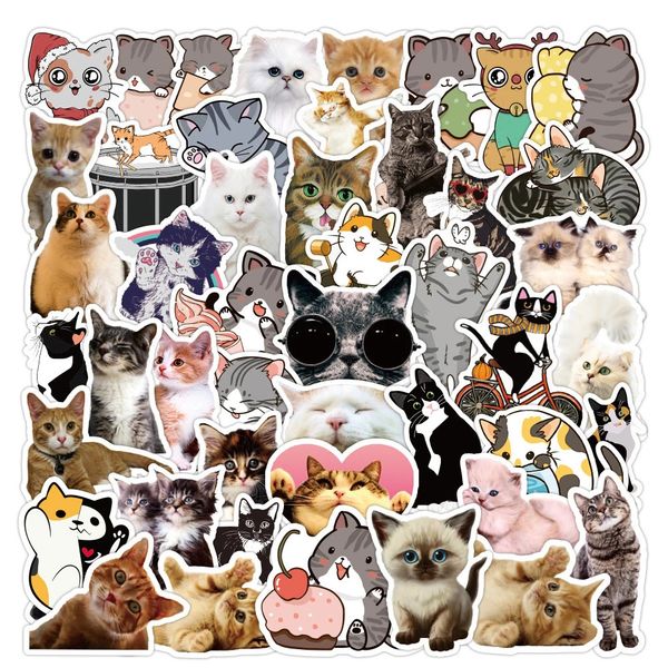 10/50 pcs novo kawaii gato adesivos decalque para menina desenhos animados fofos adesivo animal adesivo diy mala de papelaria geladeira garrafa de água guitarra carro