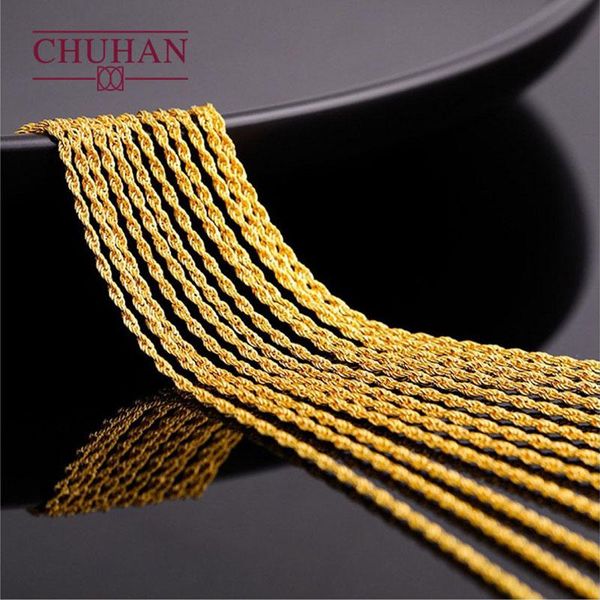 

chuhan jewelry 18k gold twisted chain au750 real gold rope necklace fashion all-match models fine jewelry accessories, Silver