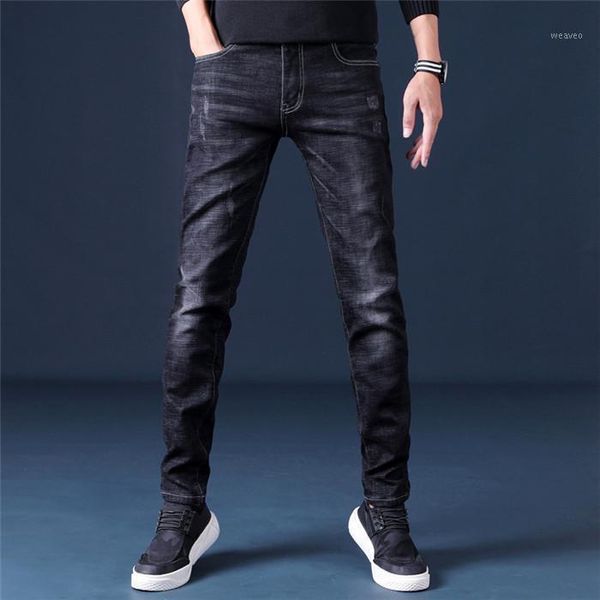 

classical men jeans pants korean style blue mens skinny jeans slim fit stretchy washed scratched casual denim trousers male,c8201