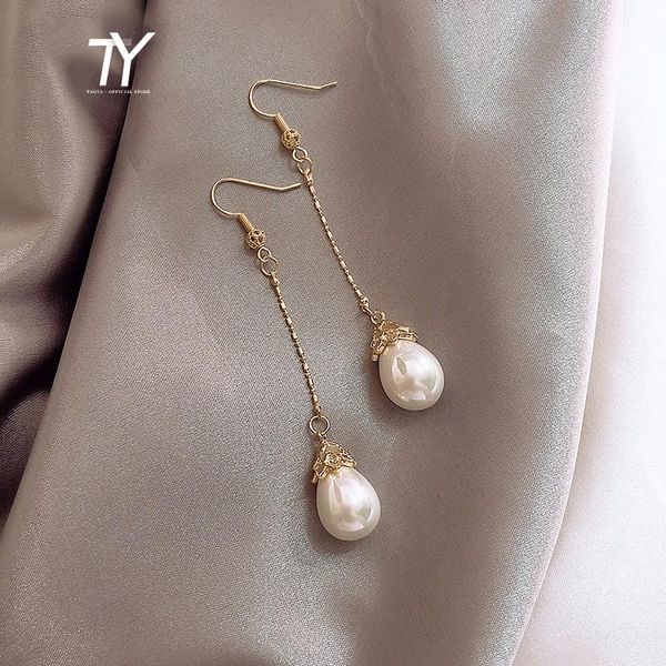 

2021 new celebrity style pearl tassel long drop earring fashion women jewelry earrings party clothing temperament earrings, Silver