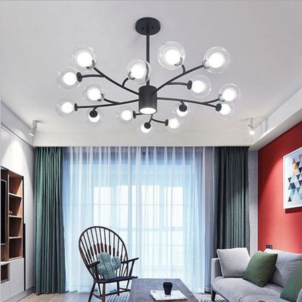 

modern led ceiling chandelier lighting for living room cafe industrial lustre nordic glass minimalist bedroom lighting