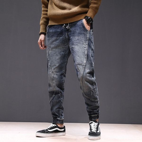 

autumn jeans men's tight jeans tight pantsloose large-size harem pants men's youth korean style stretch slim fit skinny pants jpel, Blue