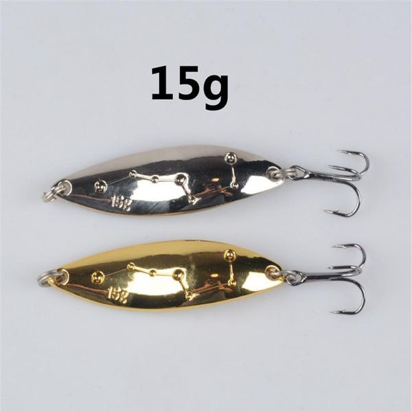

1pcs metal spoon spinner fishing lure 15g 20g 25g gold sliver sequin hard bait with treble hook carp pike bas qylupp