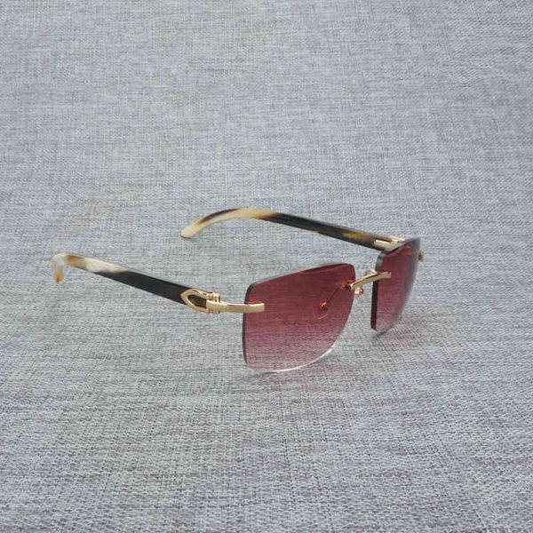 

2022 factory wholesale luxury natural wood men buffalo horn rimless eyeglasses women accessorie metal frame oculos square gafas for club, White;black