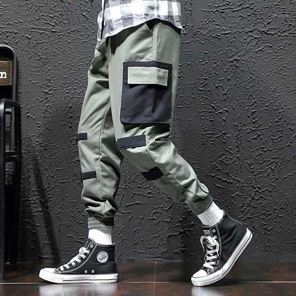 

2020 new autumn mens cargo pants fashion loose cotton hip hop sweatpants men sportswear mens jogger harem pants trousers1, Black