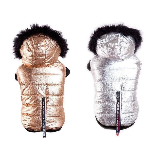 

waterproof warm dog vest winter coat fashion pet clothes warm chihuahua apparel cold weather dog jacket gold silver colors 20e