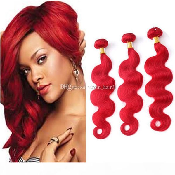 

cosplay red human hair weaves christmas hair red brazilian virgin body wave human hair weaves new arrive no tangle 8a grade, Black;brown