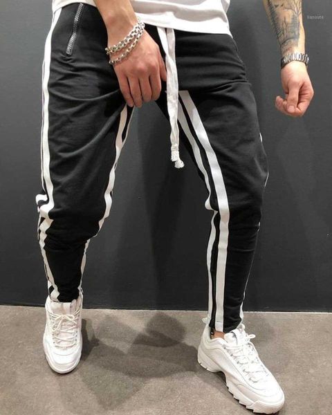 

c cotton men's full sport pants leisure stretch men's fitness pants jogging1, Black