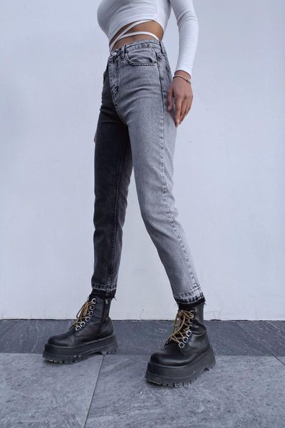 

women's jeans fÃ¼me Ã§ift renk mom jean, Blue