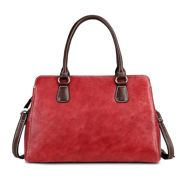 

genuine leather messenger handbag brush color bags multi-layer natural skin female retro design women shoulder handle bag