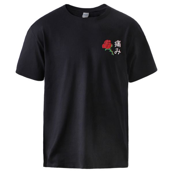 

japan aesthetic rose print 2020 summer short sleeve sportswear tee male casual tee plus loose tee sport hooded sweatshirt hoodie men t shirt