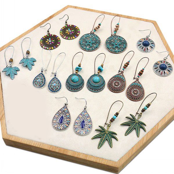 

mixed design bohemian leaf earrings for women jewelry vintage boho drop earrings jewelry valentine's day gift kimter-c345fz