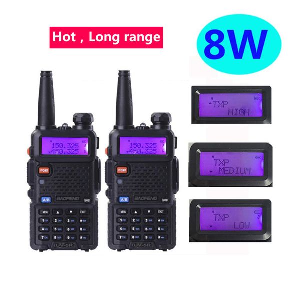 

walkie talkie 2pcs uv 5r baofeng 8w car 10 km ham radio transceiver hf vhf uhf comunicador scanner cb radios tokie