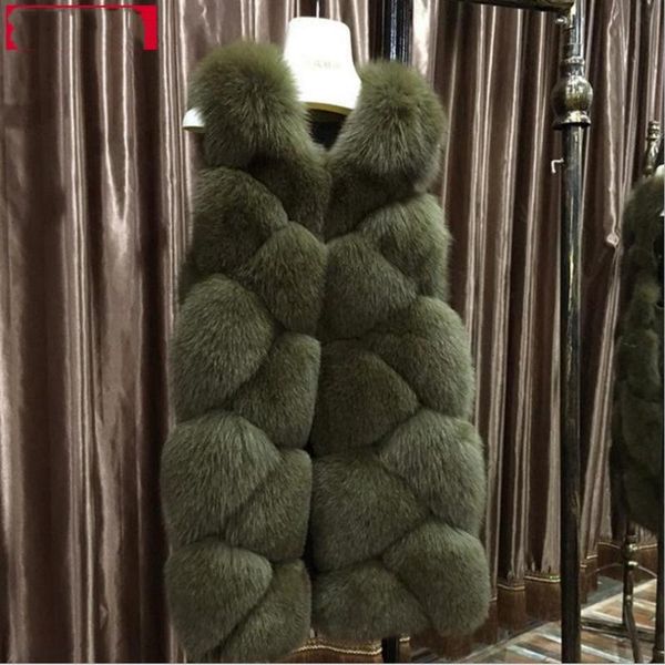 

women's fur & faux s-2xl 2021 winter women warm fashion vest long coat custom made feminino outwear l1120, Black