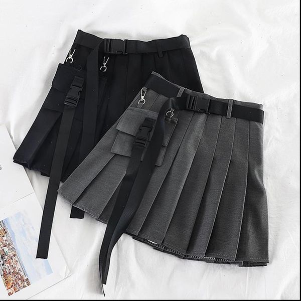 

women skirt a line dropshipping vintage hip hop streetwear bag punk harajuku kpop aesthetic oversized gothic kawaii clothes, Black
