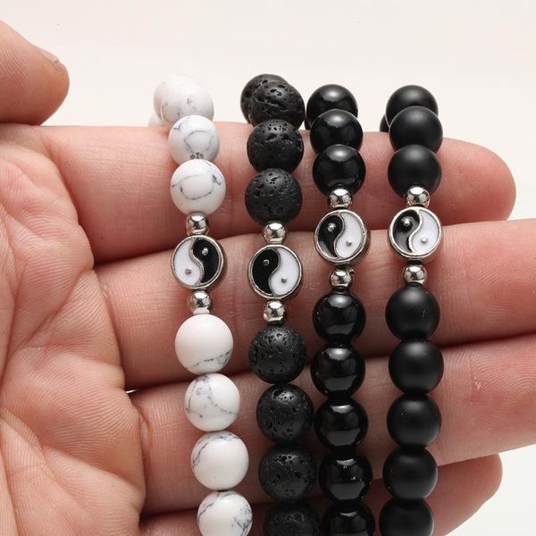 

tai chi natural stone beads charm bracelet for men yin yang accessories women's bracelets wristband couple bracelet frie jllzyl, Black