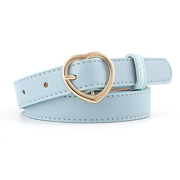 

new heart-shaped peach button decorative women's fashion versatile dress casual jeans belt sky blue pink, Black;brown