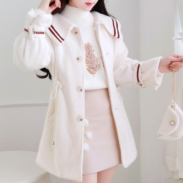 

2021 korean explosion of female cross-border autumn and winter new age reduction show fine art solid hair coat 7yoi, Black;brown