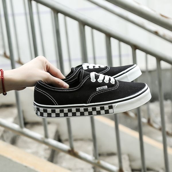 

trileino low authentic classics men's black white checkerboard vulcanized canvas shoes skateboarding shoes sneakers y200801