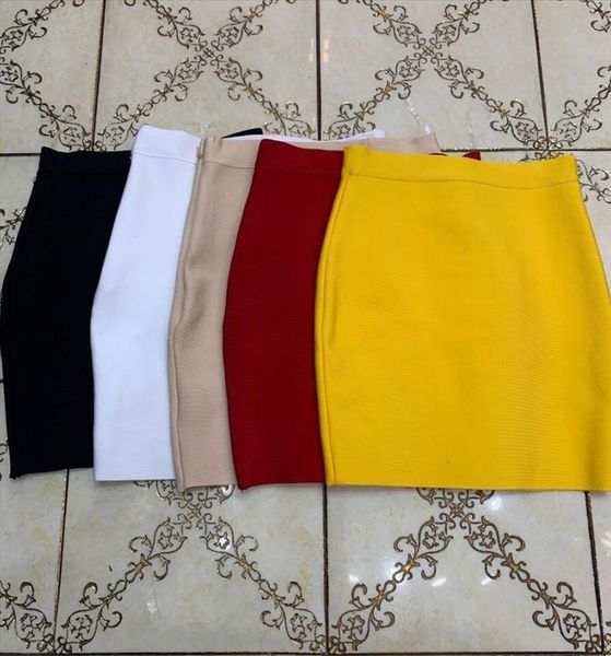 

7 colors solid zipper orange blue black bandage skirt women elastic bodycon summer mini pencil skirt 43cm