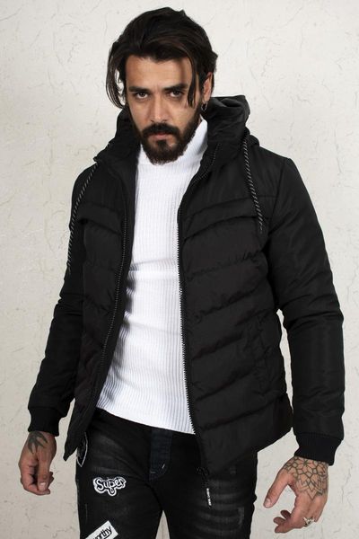 

men's down & parkas deepsea crested zipper lined inside inflatable coat 2101010, Black
