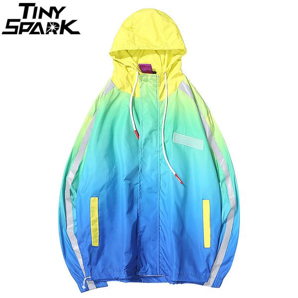 

hooded jacket windbreaker gradient color hip hop casual streetwear men vintage tie dye hoodie track autumn kg-279, Black;brown