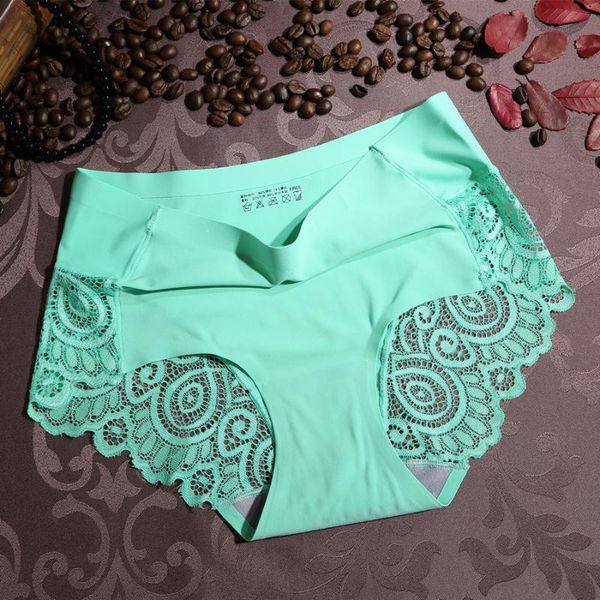 

women's panties kja261 mid waist women underwear briefs female ice silk seamless breathable lingerie calcinha sem costura, Black;pink