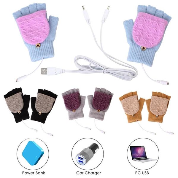 

women hand warmer flip gift soft half finger mittens gloves knitted thicken artificial wool thermal autumn winter 1 pair, Blue;gray