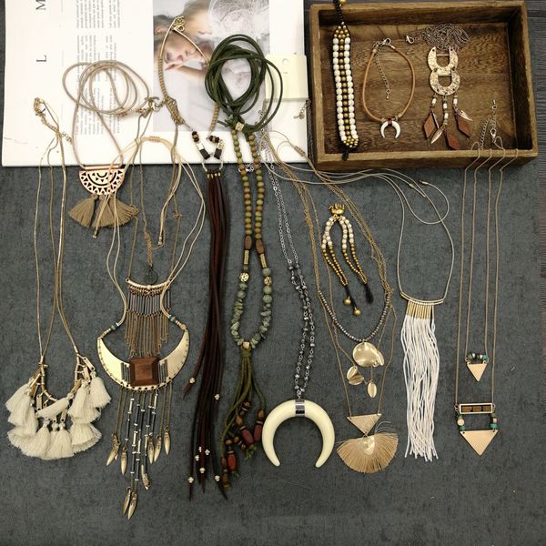 

ручной бахрома старой ключицы шея свитер цепь ожерелье женщина bohemian, Silver