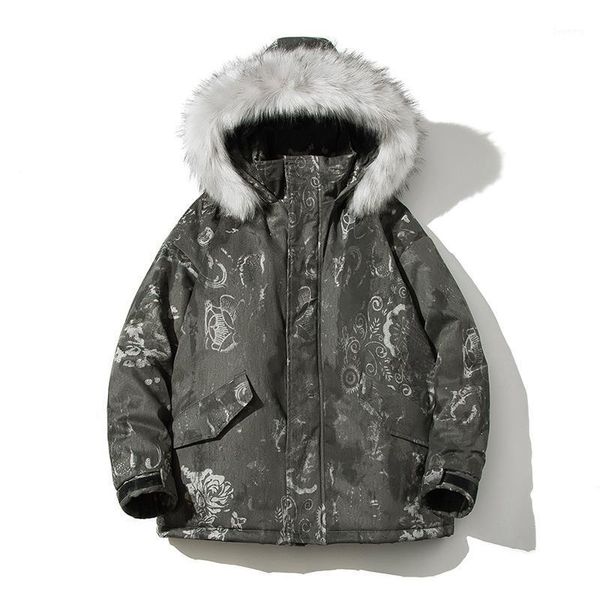 

plus size men's winter padded jacket men's hong kong style loose retro camouflage padded jacket student handsome thick warm coat1, Black
