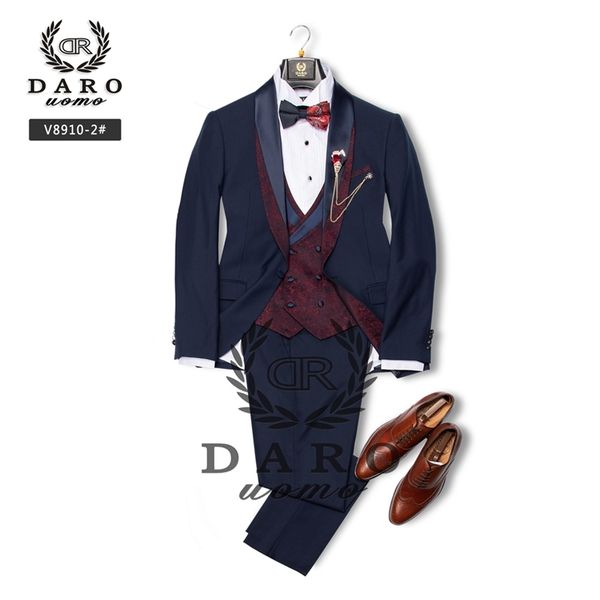 

daro tuxedo navy blue bridegroom suit wedding groom tuxedo party fitting suit new desingn 201105, White;black