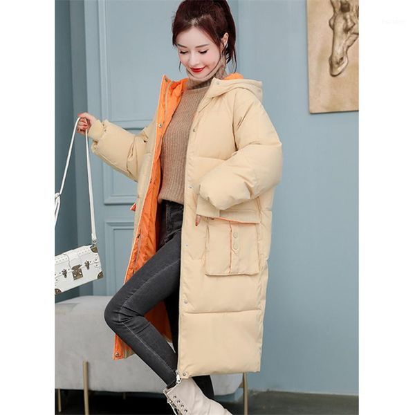 

mid-length cotton-padded jacket women 2021 winter fashion new high-quality wide hooded long-sleeved thick warm coat trend 2071, Black