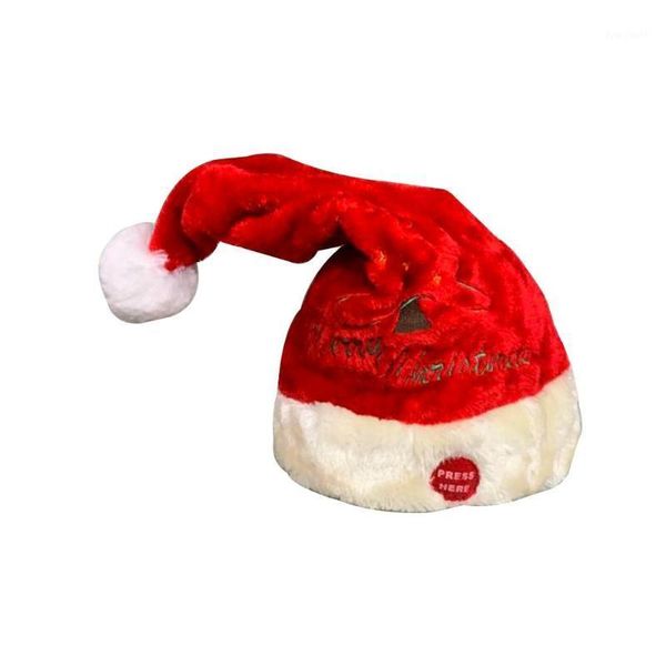 

electric christmas hat red velvet embroidered christmas music swing cap party decor gift music swing santa claus hat1