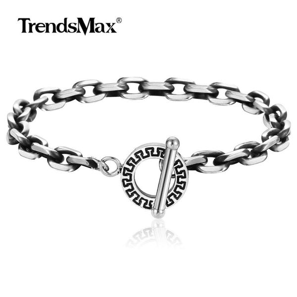 

застежка 6мм кабель мужчины 8 11 простой для металла переключить браслет trendsmax дюйма женщины rolo gun chain link steel tbs008 нержавеюще, Golden;silver