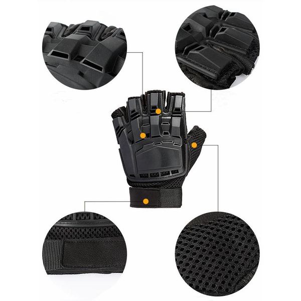 

hunting gloves military tactical gloves soft shell army training outdoor hunting combat cs pubg shooting half finger gloves wmtfcl, Black
