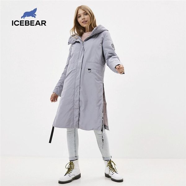 

icebear 2021 women fall jaet quality women coat long female parka brand clothing gwc20066i, Black