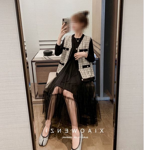 

txx7k early autumn hepburn suit 2020 vest vest style goddess mesh dress two pieces of foreign new veststyle jfhnv, Gray