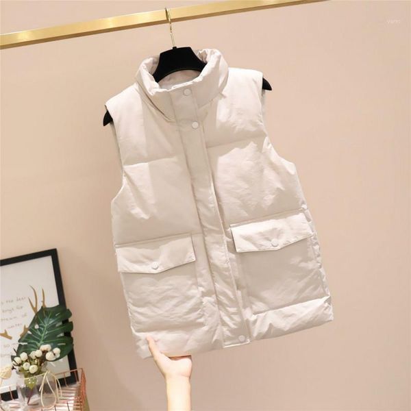 

40 - 100kg ] down cotton vest vest women 's short autumn and winter loose waistcoat outerwear cotton coat jacket1, Black;white