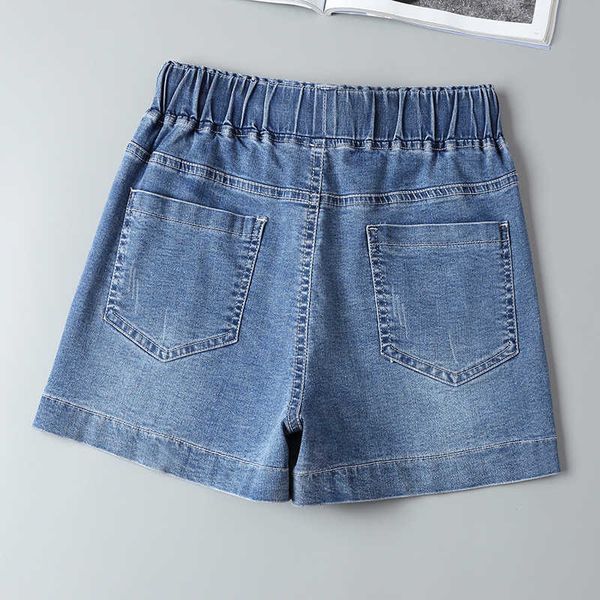 

2019 simple denim shorts women's summer new loose jeans show thin, Blue