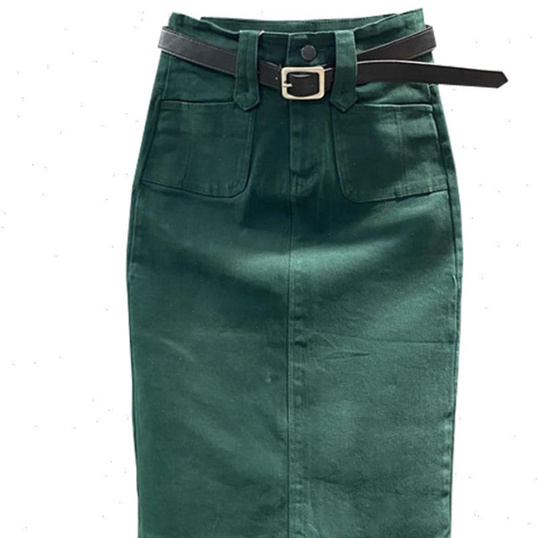 

denim skirt women summer casual high waist pacakge hip split knee length ol jeans skirt drop shipping, Black